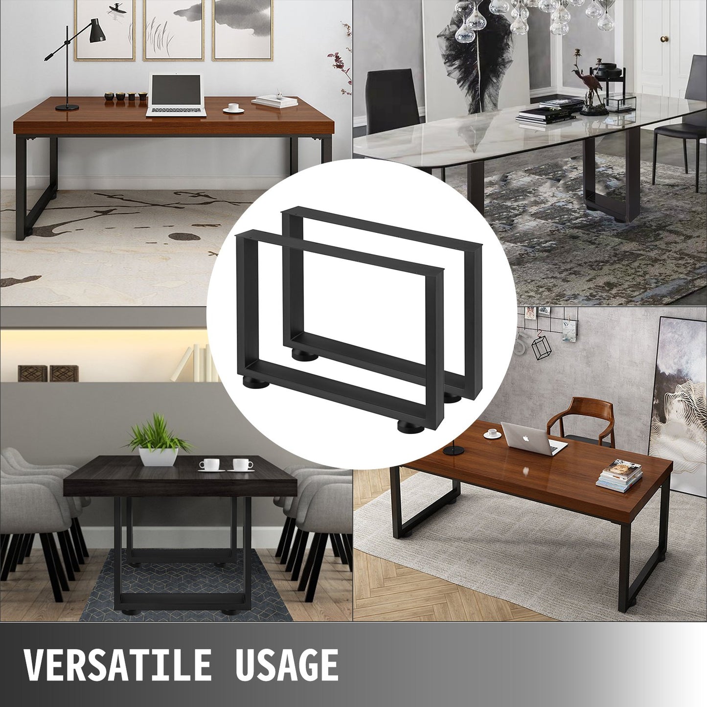 VEVOR Black Metal Table Legs Set of 2 Steel Table Legs 31x23 Inch Dining Table Legs Office Table Legs Computer Desk Legs Steel Bench Legs Country Style Table Legs DIY Furniture Legs