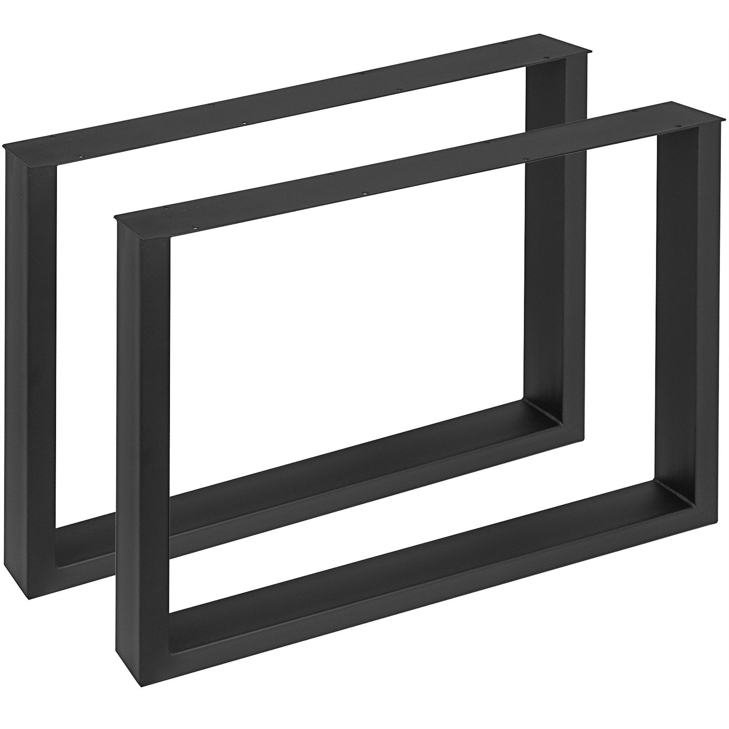 VEVOR Set of 2 Steel Table Legs, 28''Height 35''Wide Dining Table Legs, Heavy Duty 3.1 Width Box Section Square Table Legs, 28x35x3.1 Inch Black Color Industrial Country Style Metal Dining Legs
