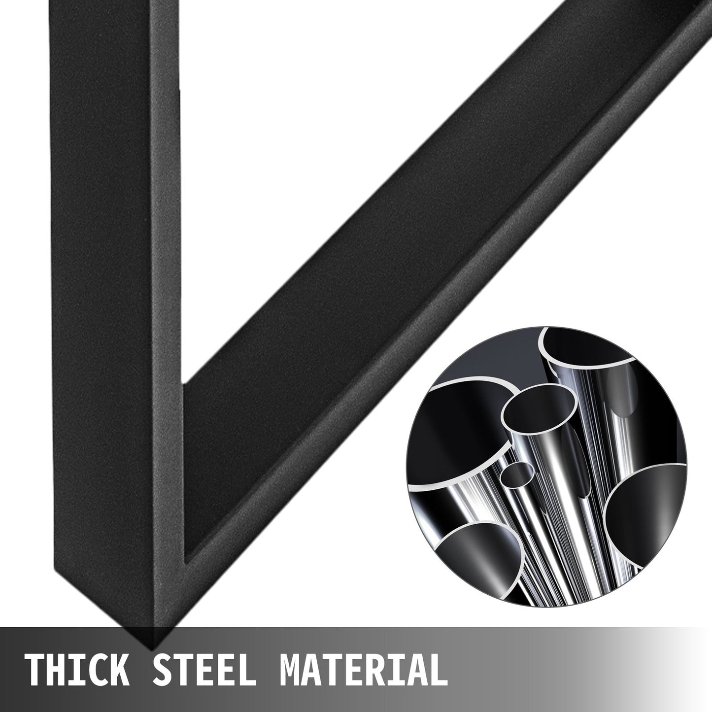 VEVOR Set of 2 Steel Table Legs, 28''Height 35''Wide Dining Table Legs, Heavy Duty 3.1 Width Box Section Square Table Legs, 28x35x3.1 Inch Black Color Industrial Country Style Metal Dining Legs