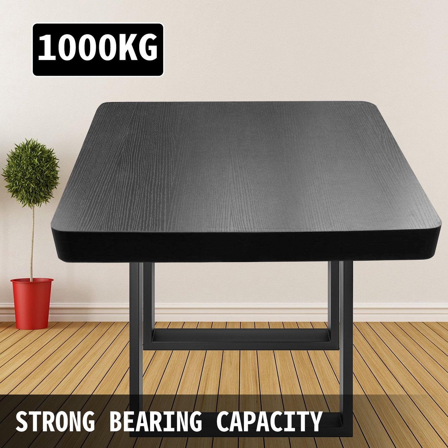 VEVOR Set of 2 Steel Table Legs, 28''Height 35''Wide Dining Table Legs, Heavy Duty 3.1 Width Box Section Square Table Legs, 28x35x3.1 Inch Black Color Industrial Country Style Metal Dining Legs