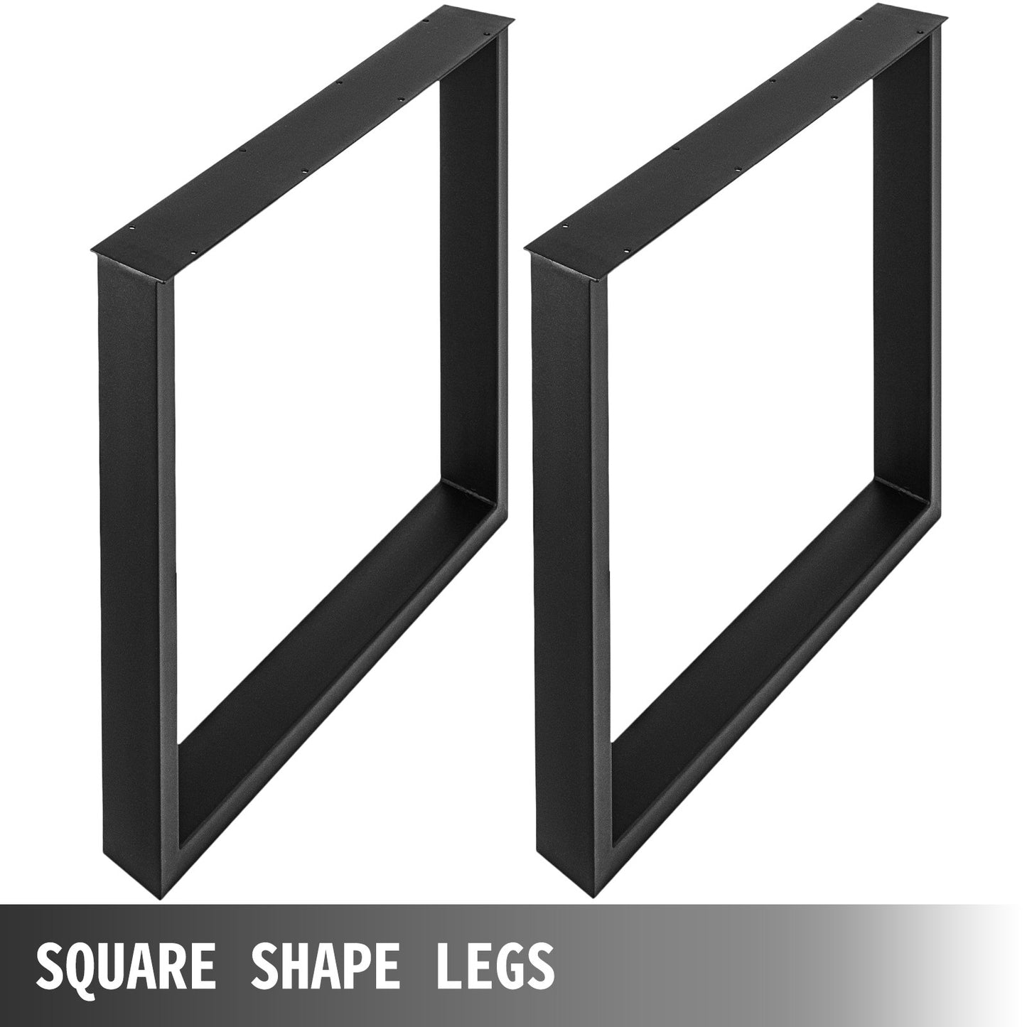 VEVOR Set of 2 Steel Table Legs, 28''Height 35''Wide Dining Table Legs, Heavy Duty 3.1 Width Box Section Square Table Legs, 28x35x3.1 Inch Black Color Industrial Country Style Metal Dining Legs