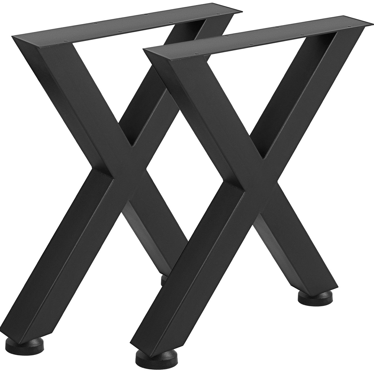VEVOR Set of 2 Steel Table Legs, 28''Height 24''Wide Dining Table Legs, Heavy Duty 3.1 Square Box Section X Frame Table Legs, 28x24x3.1 Inch Black Color Industrial Country Style Metal Dining Legs