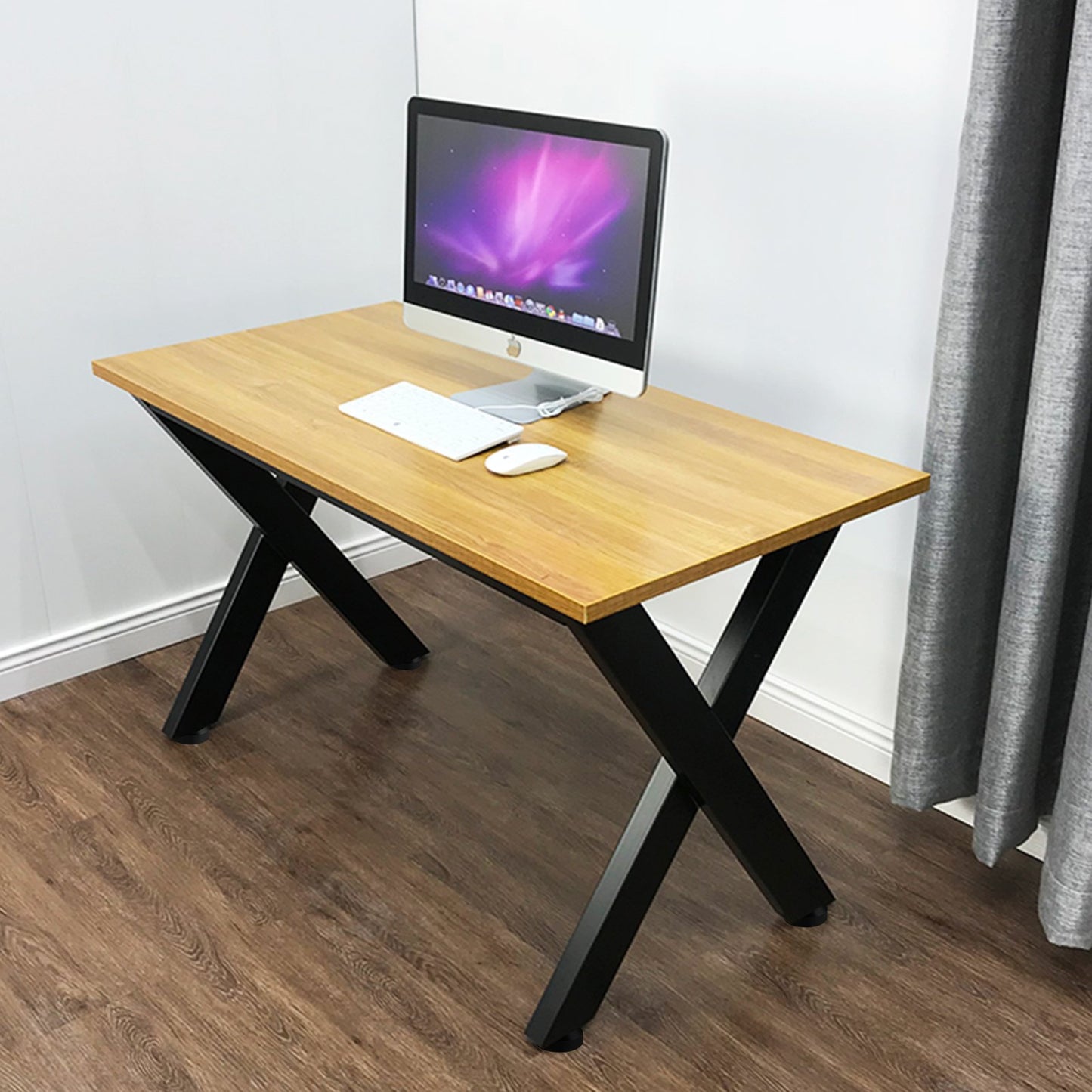 VEVOR Set of 2 Steel Table Legs, 28''Height 24''Wide Dining Table Legs, Heavy Duty 3.1 Square Box Section X Frame Table Legs, 28x24x3.1 Inch Black Color Industrial Country Style Metal Dining Legs