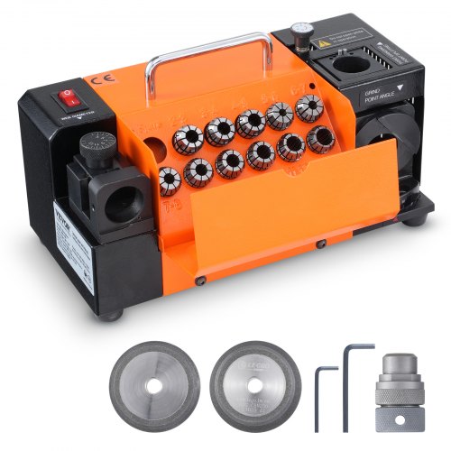 Drill Bits Sharpener, 3-13mm Drill Bits Grinder Sharpener, Lip Relief Angle & 95¡ã-135¡ã Point Angle Adjustable Drill Bit Re-Sharpener, Portable Sharpening Machine with 11 Collets, CBN & SDC Wheel
