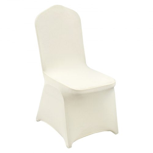 Stretch Spandex Folding Chair Covers, Universal Fitted Chair Cover, Removable Washable Protective Slipcovers, for Wedding, Holiday, Banquet, Party, Celebration, Dining (100PCS Beige)