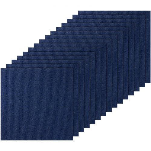 Carpet Tiles Peel and Stick, 24¡± x 24¡± Squares Self Adhesive Carpet Floor Tile, Soft Padded Carpet Tiles, Easy Install DIY for Bedroom Living Room Indoor Outdoor (15Tiles, Dark Blue)