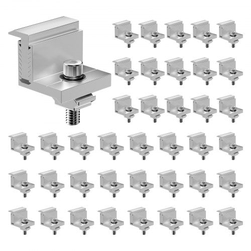 Solar Panel Z Mounting Brackets, 35-50mm Adjustable Solar Panel End Clamps, Lightweight Anodized Aluminum Solar Panel Mount Z Brackets for RVs, Campers, Boats, Walls, Roof (40 PCS)