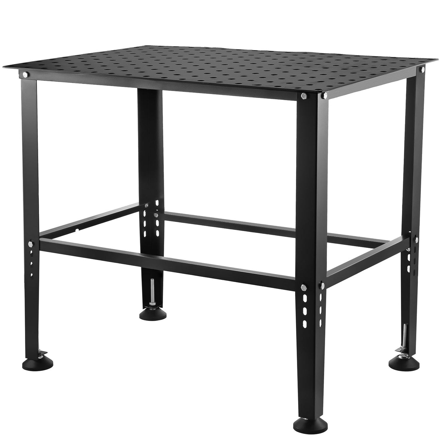 VEVOR Welding Table, 36 x 24 Adjustable Workbench, 0.12 Thick Industrial Workbench, 600lb Load Capacity Metal Workbench, Heavy Duty Carbon Steel Welding Table, Gray Steel Work Table w/ Accessories