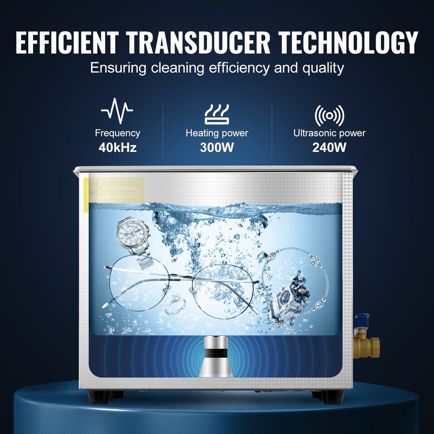 VEVOR Professional Ultrasonic Cleaner 10L/2.5 Gal, Easy to Use with Digital Timer & Heater, Stainless Steel Industrial Machine for Jewelry Dentures Small Parts, 110V, FCC/CE/RoHS Certified