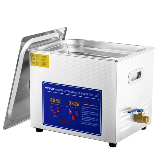 VEVOR Professional Ultrasonic Cleaner 10L/2.5 Gal, Easy to Use with Digital Timer & Heater, Stainless Steel Industrial Machine for Jewelry Dentures Small Parts, 110V, FCC/CE/RoHS Certified