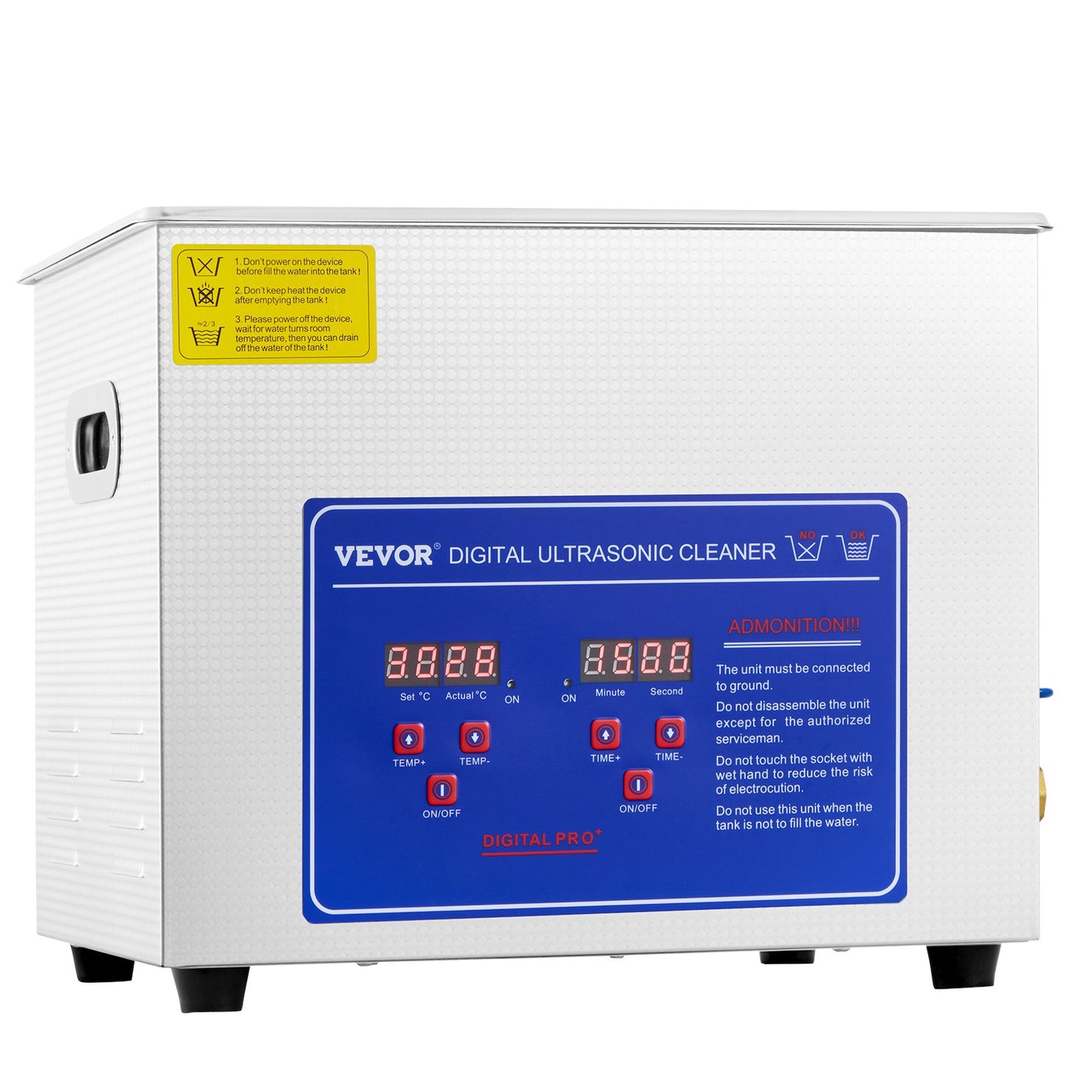 VEVOR Professional Ultrasonic Cleaner 10L/2.5 Gal, Easy to Use with Digital Timer & Heater, Stainless Steel Industrial Machine for Jewelry Dentures Small Parts, 110V, FCC/CE/RoHS Certified