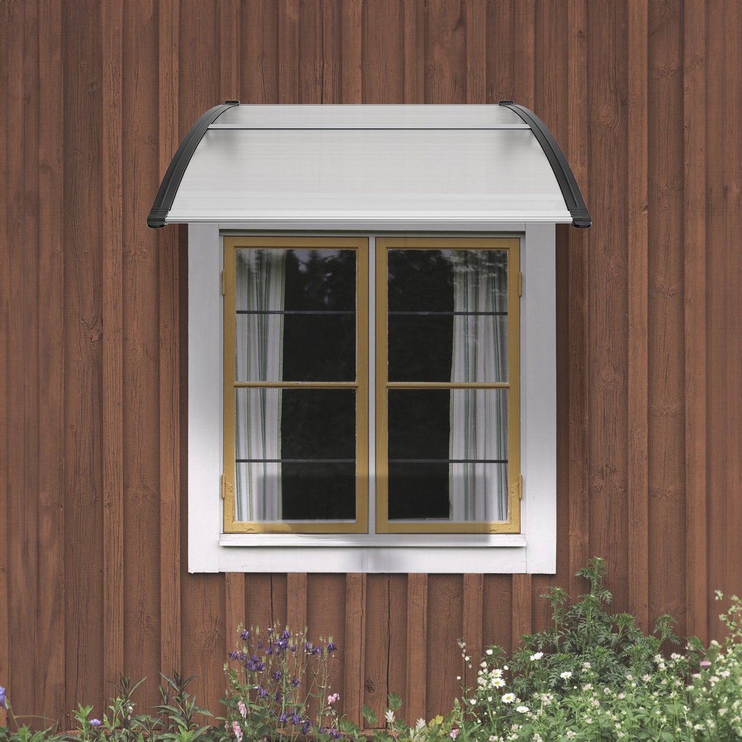 VEVOR Window Door Awning Canopy 40 x 40, UPF 50+ Polycarbonate Entry Door Outdoor Window Awning Exterior, Front Door Overhang Awning for Sun Shutter, UV, Rain, Snow Protection, Hollow Sheet