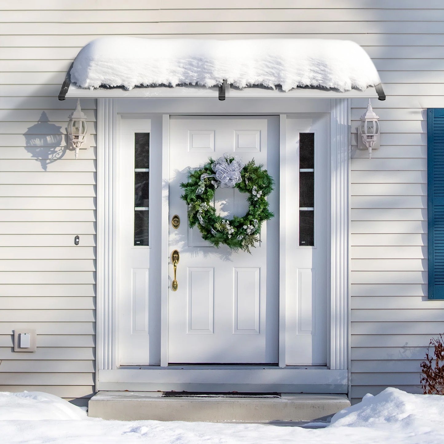 VEVOR Window Door Awning Canopy 40 x 80, UPF 50+ Polycarbonate Entry Door Outdoor Window Awning Exterior, Front Door Overhang Awning for Sun Shutter, UV, Rain, Snow Protection, Hollow Sheet