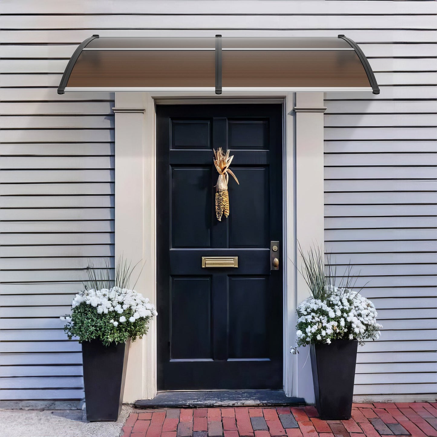 VEVOR Window Door Awning Canopy 80 x 40, UPF 50+ Polycarbonate Entry Door Outdoor Window Awning Exterior, Front Door Overhang Awning for Sun Shutter, UV, Rain, Snow Protection, Hollow Sheet