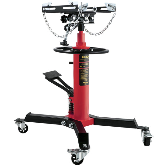 VEVOR Transmission Jack,3/5 Ton/1322 lbs Capacity Hydraulic Telescopic Transmission Jack, 2-Stage Floor Jack Stand with Foot Pedal, 360¡ã Swivel Wheel, Garage/Shop Lift Hoist, Red