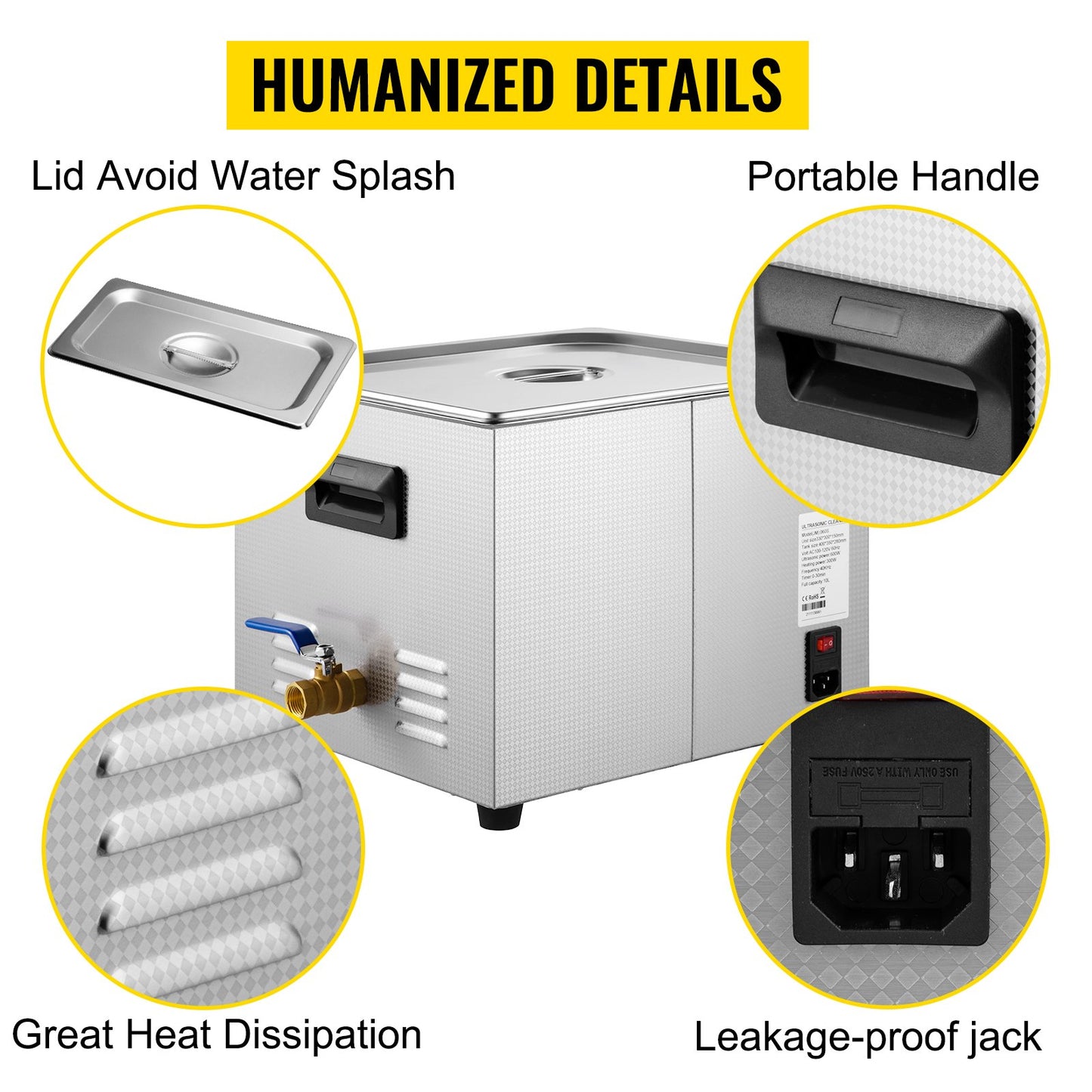 VEVOR 15L Upgraded Ultrasonic Cleaner (600W Heater,360W Ultrasonic) Professional Digital Lab Ultrasonic Parts Cleaner with Heater Timer for Glass Dental Instruments Cleaning