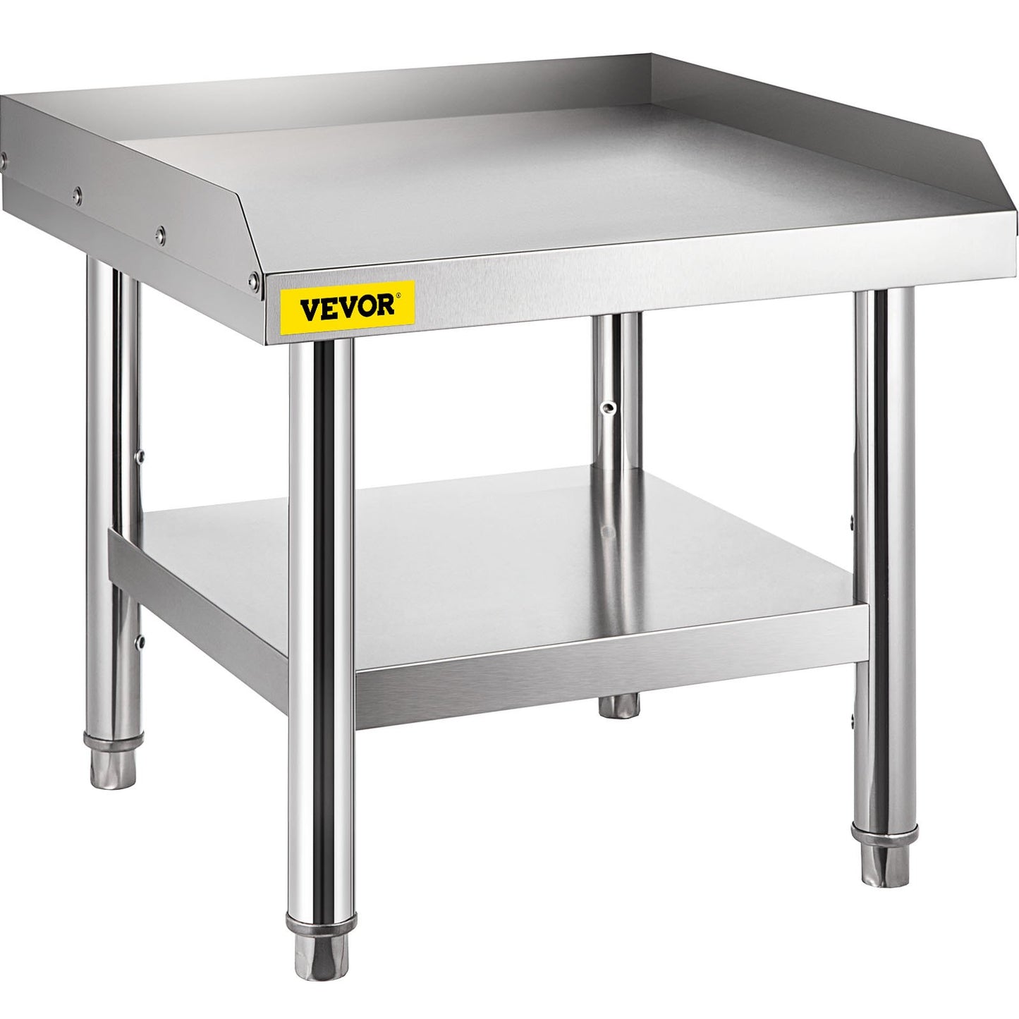 VEVOR Stainless Steel Equipment Grill Stand, 24 x 24 x 24 Inches Stainless Table, Grill Stand Table with Adjustable Storage Undershelf, Equipment Stand Grill Table for Hotel, Home, Restaurant Kitchen