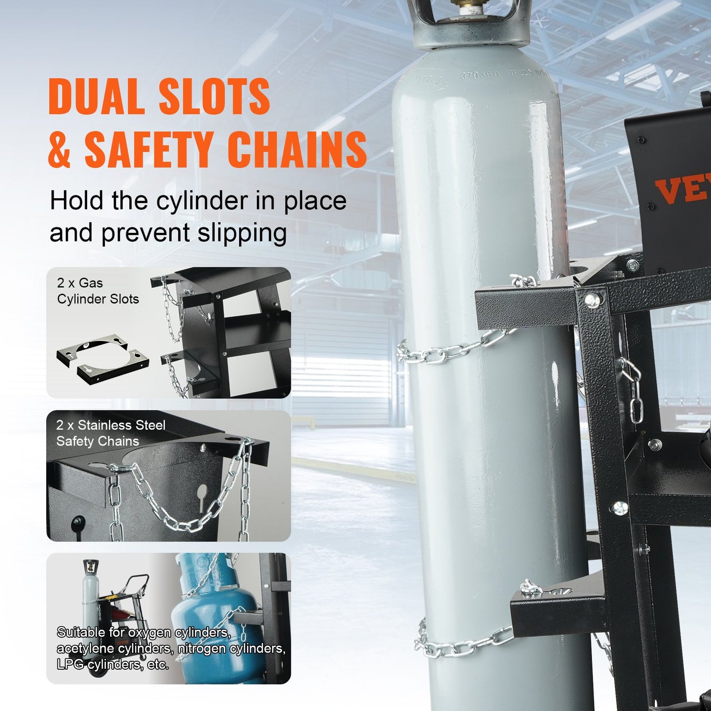 VEVOR Welding Cart, 3-Tier Welder Cart Heavy Duty with 400 Lbs Weight Capacity, 360¡ã Swivel Wheels, Tank Storage Safety Chains, Rolling MIG Welder Cart for TIG, ARC, MMA, Plasma Cutter Welding Machine