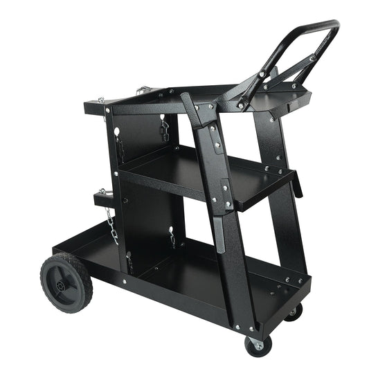 VEVOR Welding Cart, 3-Tier Welder Cart Heavy Duty with 400 Lbs Weight Capacity, 360¡ã Swivel Wheels, Tank Storage Safety Chains, Rolling MIG Welder Cart for TIG, ARC, MMA, Plasma Cutter Welding Machine