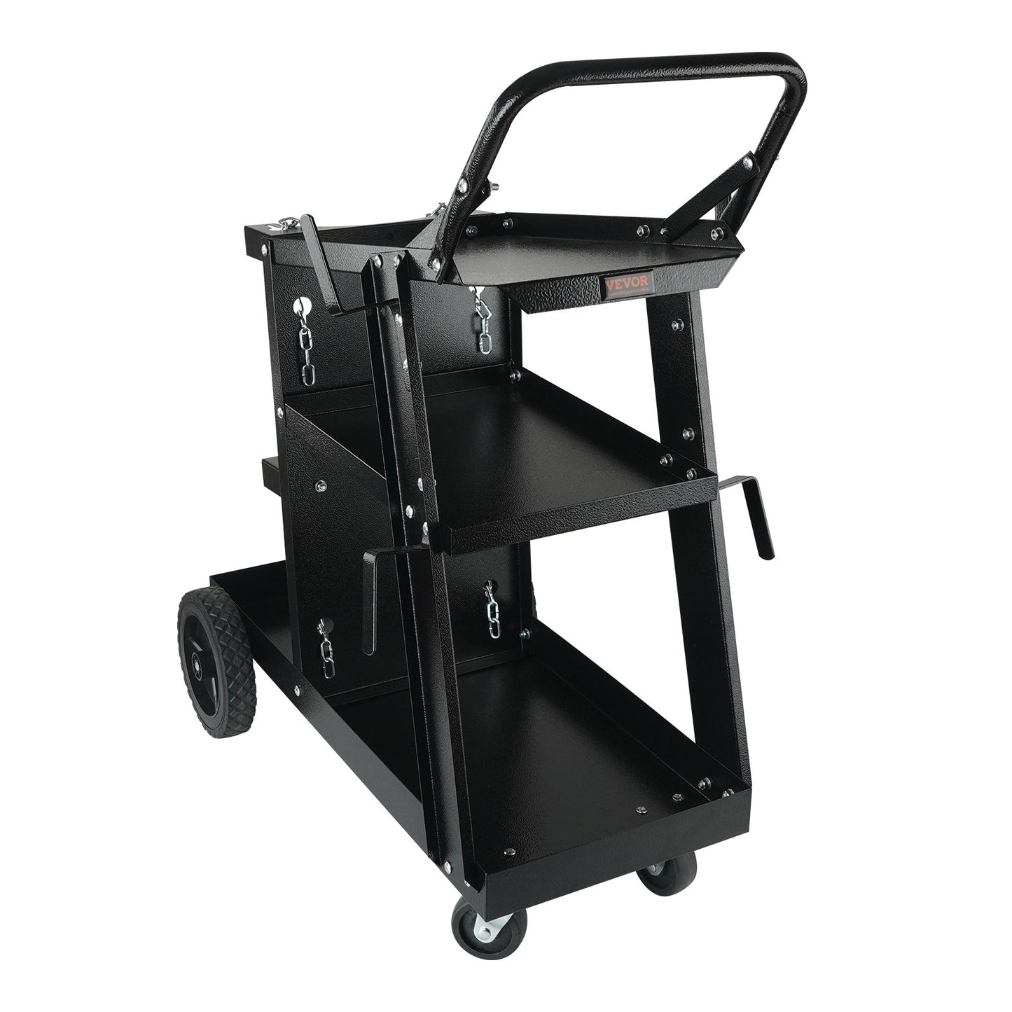 VEVOR Welding Cart, 3-Tier Welder Cart Heavy Duty with 400 Lbs Weight Capacity, 360¡ã Swivel Wheels, Tank Storage Safety Chains, Rolling MIG Welder Cart for TIG, ARC, MMA, Plasma Cutter Welding Machine