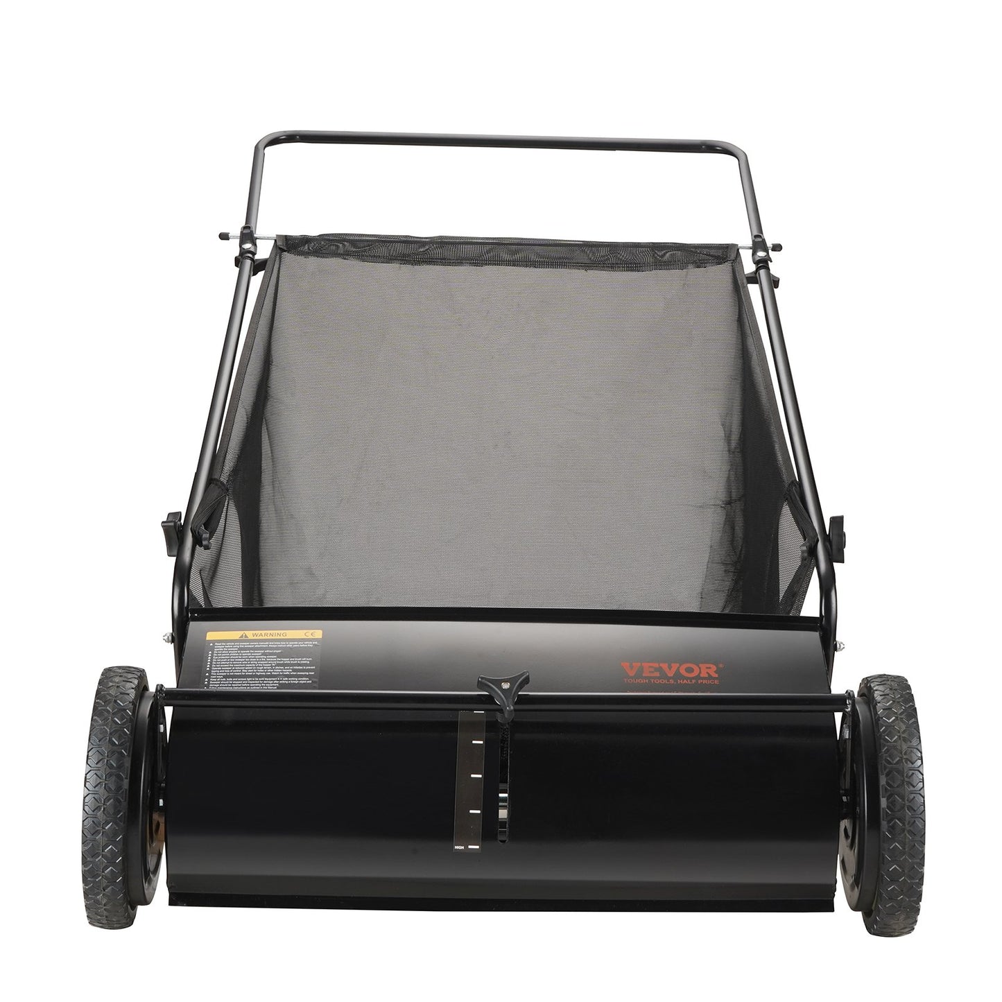 VEVOR Push Lawn Sweeper, 26 Inch Leaf & Grass Collector, Strong Rubber Wheels & Heavy Duty Thickened Steel Durable to Use with Large Capacity 7 ft? Mesh Collection Bag, 4 Spinning Brushes
