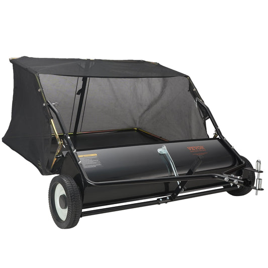VEVOR Lawn Sweeper, 42.5, 25 cu. ft. Tow Behind Yard Sweeper, Dumping Rope Design & Heavy Duty, Durable to Use, Leaf & Grass Collector with Adjustable Sweeping Height for Picking Up Debris and Grass
