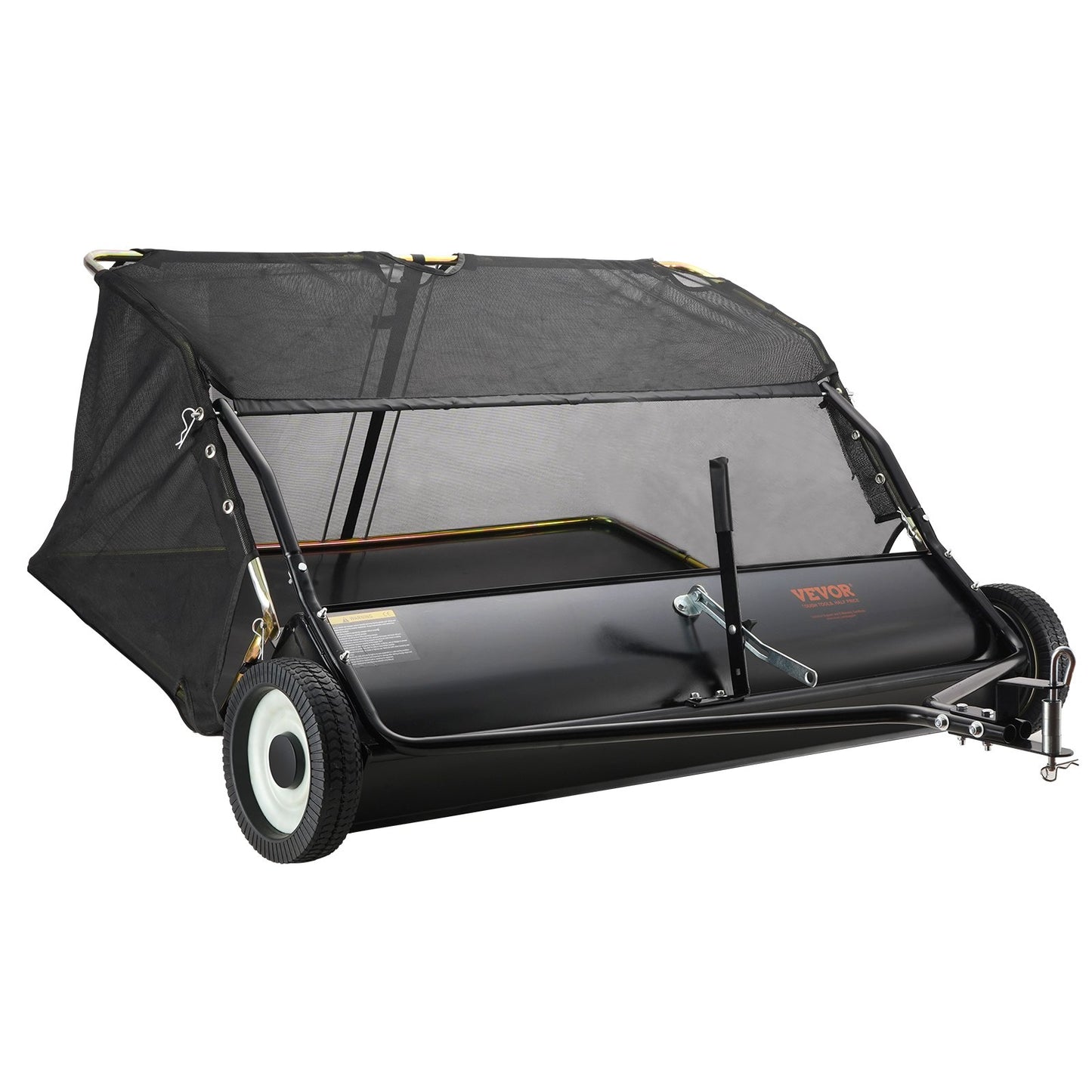 VEVOR Lawn Sweeper, 48.5, 26 cu. ft. Tow Behind Yard Sweeper, Dumping Rope Design & Heavy Duty, Durable to Use, Leaf & Grass Collector with Adjustable Sweeping Height for Picking Up Debris and Grass