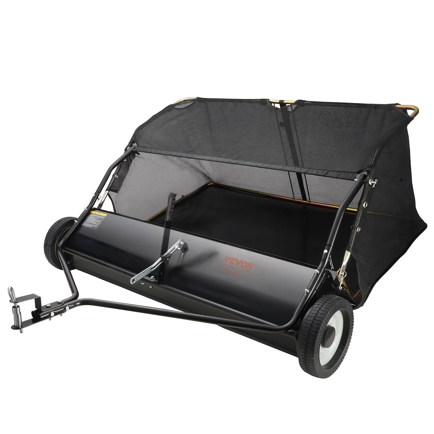 VEVOR Lawn Sweeper, 48.5, 26 cu. ft. Tow Behind Yard Sweeper, Dumping Rope Design & Heavy Duty, Durable to Use, Leaf & Grass Collector with Adjustable Sweeping Height for Picking Up Debris and Grass