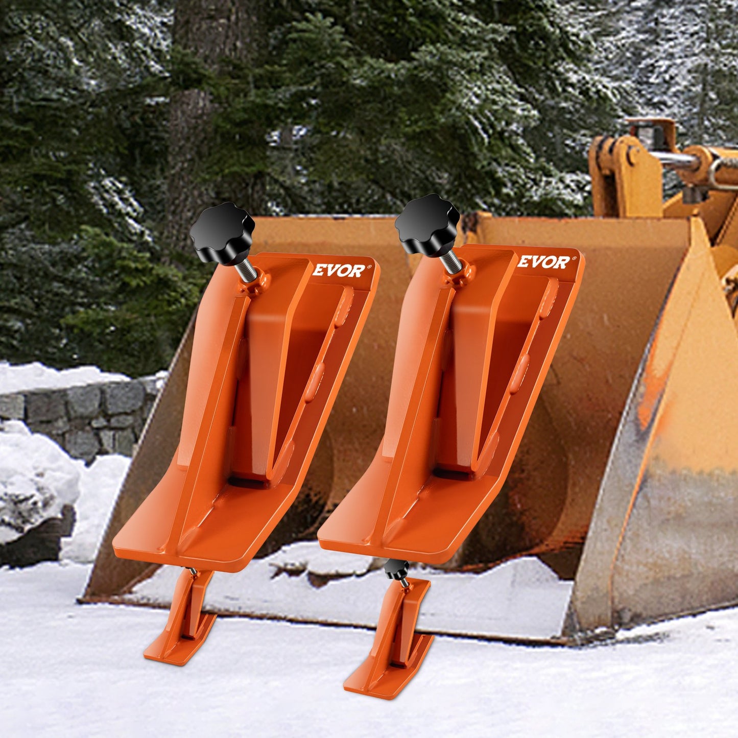 VEVOR Tractor Bucket Protector, 2pcs Ski Edge Protector, 12 Long Turf Tamer Skid Protector, 4 Width, Heavy Duty Steel Bucket Attachment for Snow Leaves Removal, Spreading Gravel, Orange