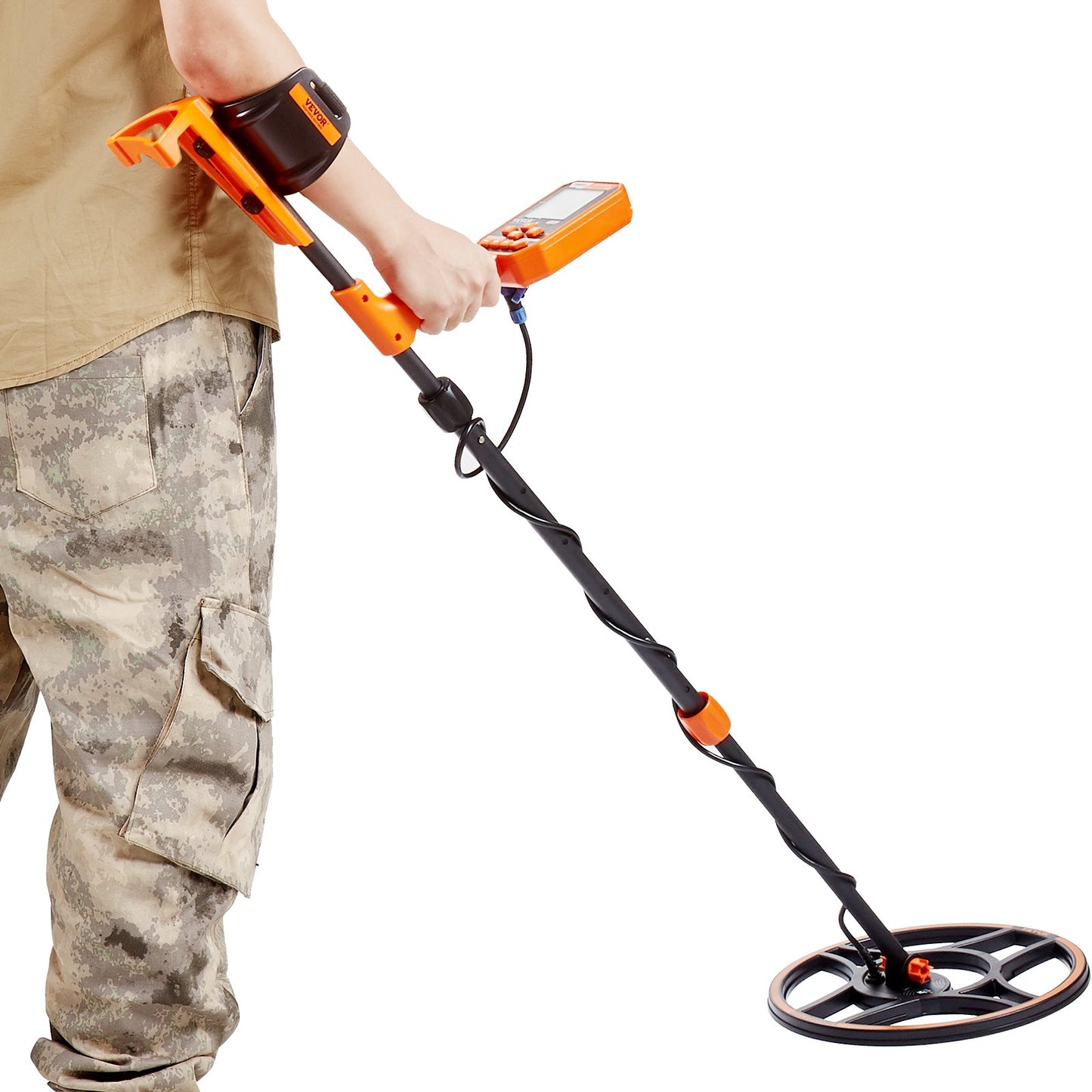 VEVOR Waterproof Metal Detector, 12 Coil, Professional Rechargeable Gold Detector, 39-50 in Adjustable with LCD 7 Modes Advanced DSP Chip Bluetooth Headset, IP68 for Detecting Gold Treasure Hunting