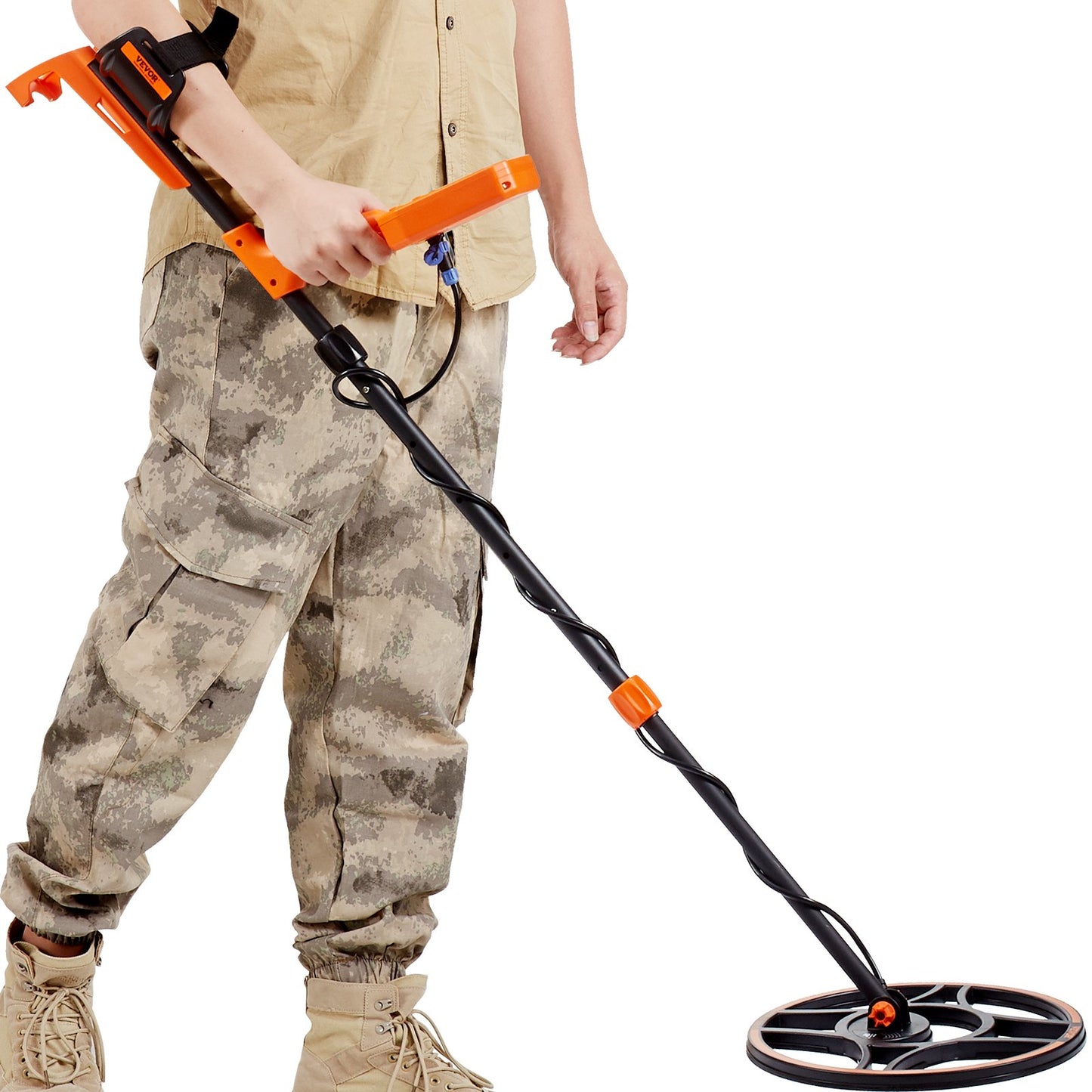 VEVOR Waterproof Metal Detector, 12 Coil, Professional Rechargeable Gold Detector, 39-50 in Adjustable with LCD 7 Modes Advanced DSP Chip Bluetooth Headset, IP68 for Detecting Gold Treasure Hunting